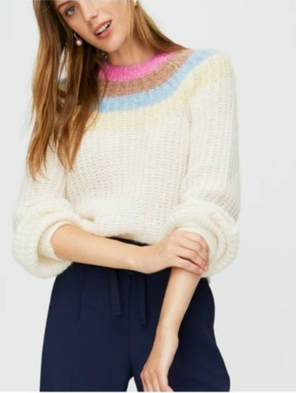 Wilfred Aritzia Saba Colorblock Mohair Alpaca Sweater